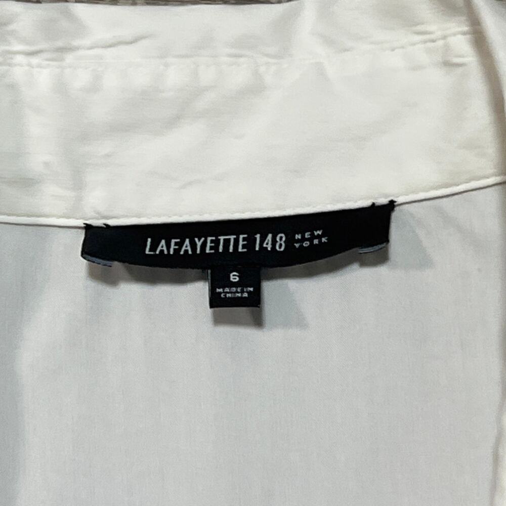Lafayette 148 Ruffle Button Up Professional Shirt Size 6 Modern Contemporary Top - Picture 4 of 8